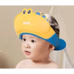 Casca de Dus, Flippy, Previne Scurgerea Apei si Samponului pe Fata, 0-12 Ani, Ajustabila, din TPE+PP, 20 x 23 cm, Model Crocodil, Galben/Albastru - imagine 4