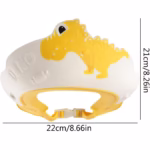 Viziera de Protectie Baie Pentru Copii, Fippy, Model Dinozaur, Dimensiune ajustabila, Durabil, Usor de curatat, Impotriva Samponului, pentru Ochi si Urechi, TPE+PP, 22x21 cm, Galben - imagine 2