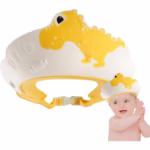 Viziera de Protectie Baie Pentru Copii, Fippy, Model Dinozaur, Dimensiune ajustabila, Durabil, Usor de curatat, Impotriva Samponului, pentru Ochi si Urechi, TPE+PP, 22x21 cm, Galben - imagine 4