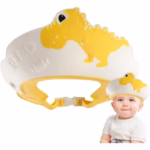 Viziera de Protectie Baie Pentru Copii, Fippy, Model Dinozaur, Dimensiune ajustabila, Durabil, Usor de curatat, Impotriva Samponului, pentru Ochi si Urechi, TPE+PP, 22x21 cm, Galben - imagine 5
