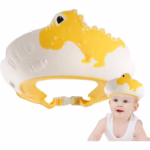 Viziera de Protectie Baie Pentru Copii, Fippy, Model Dinozaur, Dimensiune ajustabila, Durabil, Usor de curatat, Impotriva Samponului, pentru Ochi si Urechi, TPE+PP, 22x21 cm, Galben - imagine 6