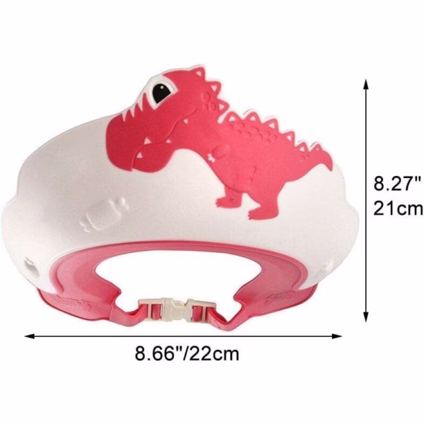 Viziera de Protectie Baie Pentru Copii, Fippy, Model Dinozaur, Dimensiune ajustabila, Durabil, Usor de curatat, Impotriva Samponului, pentru Ochi si Urechi, TPE+PP, 22x21 cm, Rosu - imagine 4