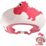 Viziera de Protectie Baie Pentru Copii, Fippy, Model Dinozaur, Dimensiune ajustabila, Durabil, Usor de curatat, Impotriva Samponului, pentru Ochi si Urechi, TPE+PP, 22x21 cm, Rosu - imagine 5