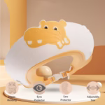 Viziera de Protectie Baie Pentru Copii, Fippy, Model Hipopotam, Dimensiune ajustabila, Durabil, Usor de curatat, Impotriva Samponului, pentru Ochi si Urechi, TPE+PP, 22x21 cm, Galben - imagine 4