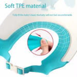Viziera de Protectie Baie Pentru Copii, Fippy, Model Hipopotam, Dimensiune ajustabila, Durabil, Usor de curatat, Impotriva Samponului, pentru Ochi si Urechi, TPE+PP, 22x21 cm, Albastru - imagine 2