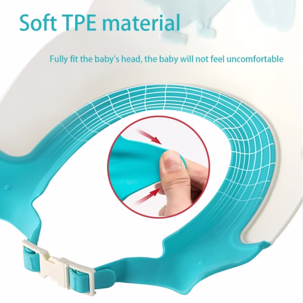 Viziera de Protectie Baie Pentru Copii, Fippy, Model Hipopotam, Dimensiune ajustabila, Durabil, Usor de curatat, Impotriva Samponului, pentru Ochi si Urechi, TPE+PP, 22x21 cm, Albastru - imagine 2