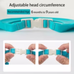 Viziera de Protectie Baie Pentru Copii, Fippy, Model Hipopotam, Dimensiune ajustabila, Durabil, Usor de curatat, Impotriva Samponului, pentru Ochi si Urechi, TPE+PP, 22x21 cm, Albastru - imagine 4