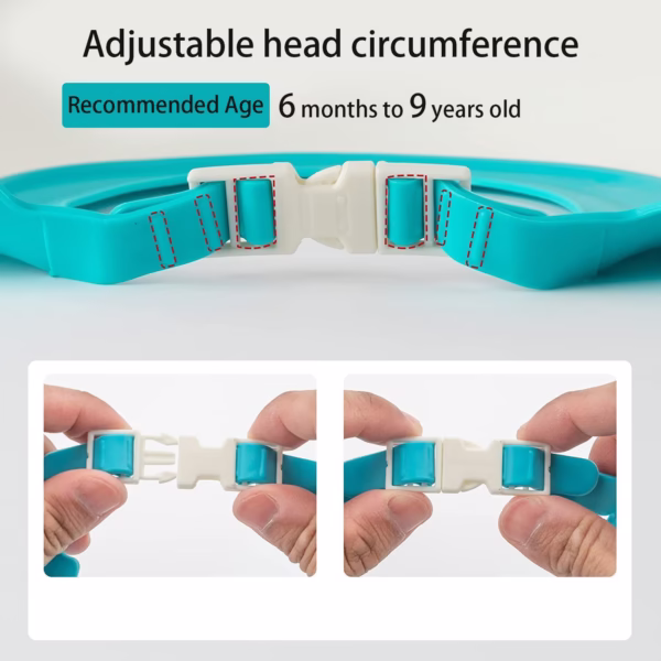 Viziera de Protectie Baie Pentru Copii, Fippy, Model Hipopotam, Dimensiune ajustabila, Durabil, Usor de curatat, Impotriva Samponului, pentru Ochi si Urechi, TPE+PP, 22x21 cm, Albastru - imagine 4