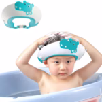 Viziera de Protectie Baie Pentru Copii, Fippy, Model Hipopotam, Dimensiune ajustabila, Durabil, Usor de curatat, Impotriva Samponului, pentru Ochi si Urechi, TPE+PP, 22x21 cm, Albastru - imagine 6