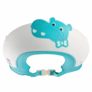 Viziera de Protectie Baie Pentru Copii, Fippy, Model Hipopotam, Dimensiune ajustabila, Durabil, Usor de curatat, Impotriva Samponului, pentru Ochi si Urechi, TPE+PP, 22x21 cm, Albastru
