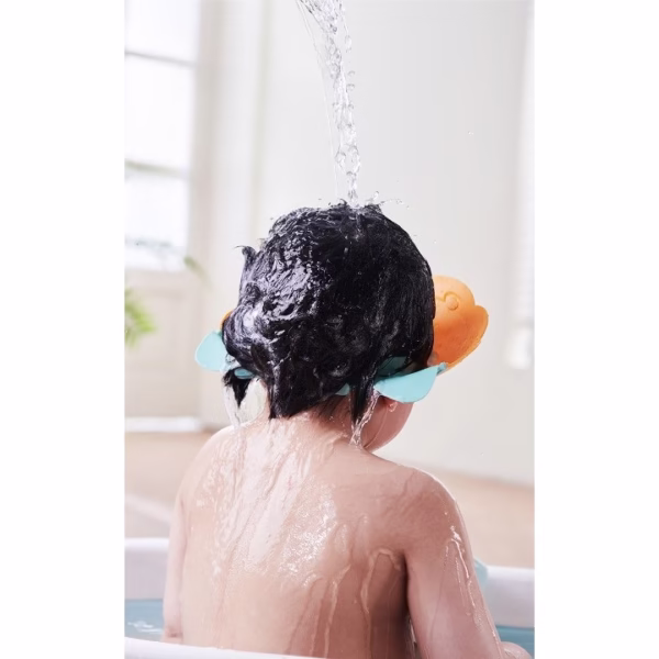 Viziera de Protectie Baie Pentru Copii, Fippy, Model Coronita Leu, Dimensiune ajustabila, Durabil, Usor de curatat, Impotriva Samponului, pentru Ochi si Urechi, TPE+PP, 21x20.5 cm, Portocaliu - imagine 4
