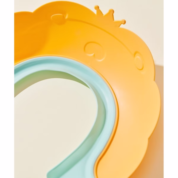 Viziera de Protectie Baie Pentru Copii, Fippy, Model Coronita Leu, Dimensiune ajustabila, Durabil, Usor de curatat, Impotriva Samponului, pentru Ochi si Urechi, TPE+PP, 21x20.5 cm, Portocaliu - imagine 6