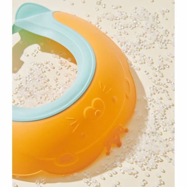 Viziera de Protectie Baie Pentru Copii, Fippy, Model Coronita Leu, Dimensiune ajustabila, Durabil, Usor de curatat, Impotriva Samponului, pentru Ochi si Urechi, TPE+PP, 21x20.5 cm, Portocaliu - imagine 8