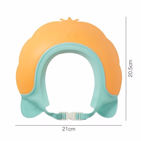 Viziera de Protectie Baie Pentru Copii, Fippy, Model Coronita Leu, Dimensiune ajustabila, Durabil, Usor de curatat, Impotriva Samponului, pentru Ochi si Urechi, TPE+PP, 21x20.5 cm, Portocaliu - imagine 10
