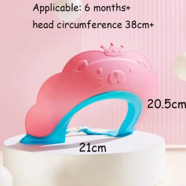 Viziera de Protectie Baie Pentru Copii, Fippy, Model Coronita Leu, Dimensiune ajustabila, Durabil, Usor de curatat, Impotriva Samponului, pentru Ochi si Urechi, TPE+PP, 21x20.5 cm, Roz - imagine 4