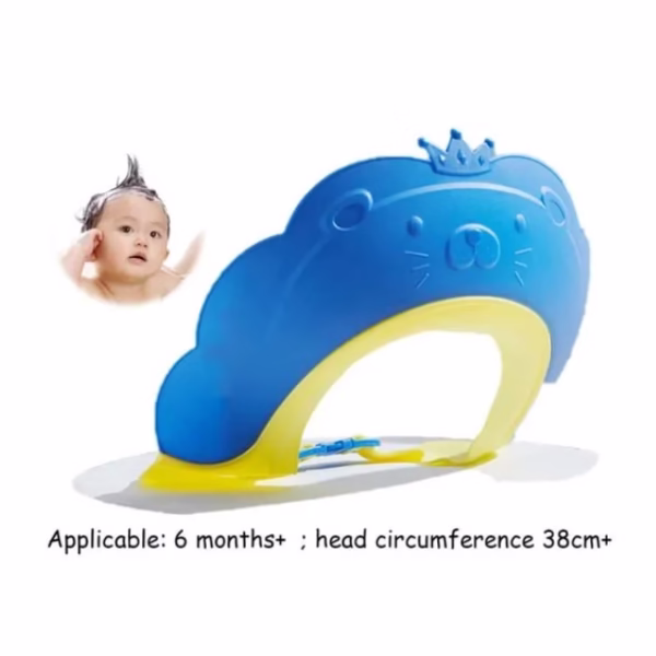 Viziera de Protectie Baie Pentru Copii, Fippy, Model Coronita Leu, Dimensiune ajustabila, Durabil, Usor de curatat, Impotriva Samponului, pentru Ochi si Urechi, TPE+PP, 21x20.5 cm, Albastru - imagine 3