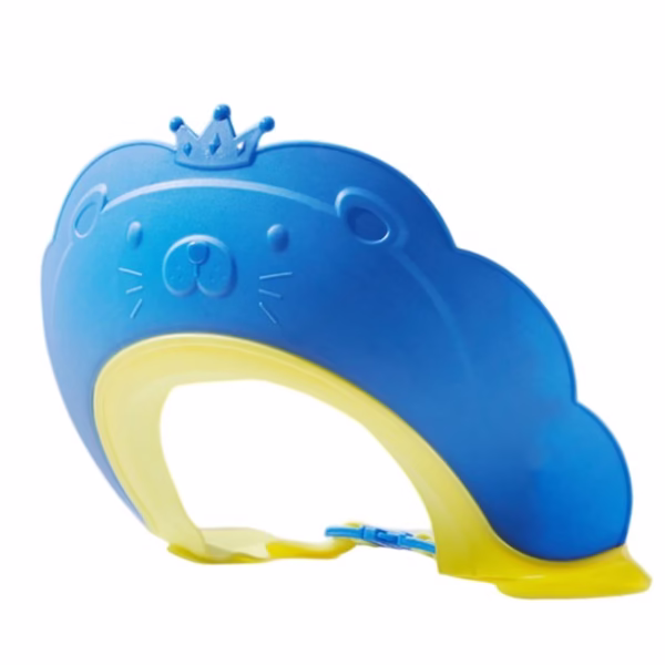 Viziera de Protectie Baie Pentru Copii, Fippy, Model Coronita Leu, Dimensiune ajustabila, Durabil, Usor de curatat, Impotriva Samponului, pentru Ochi si Urechi, TPE+PP, 21x20.5 cm, Albastru - imagine 1