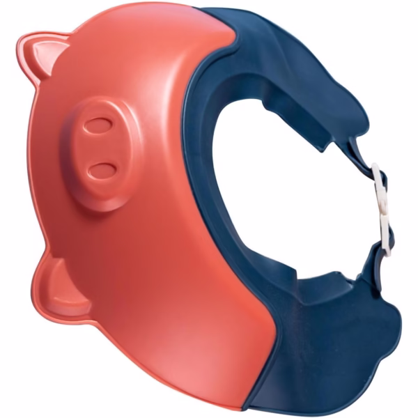 Viziera de Protectie Baie Pentru Copii, Fippy, Model Purcelus, Dimensiune ajustabila, Durabil, Usor de curatat, Impotriva Samponului, pentru Ochi si Urechi, TPE+PP, 23x23 cm, Rosu - imagine 4