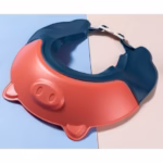 Viziera de Protectie Baie Pentru Copii, Fippy, Model Purcelus, Dimensiune ajustabila, Durabil, Usor de curatat, Impotriva Samponului, pentru Ochi si Urechi, TPE+PP, 23x23 cm, Rosu - imagine 5
