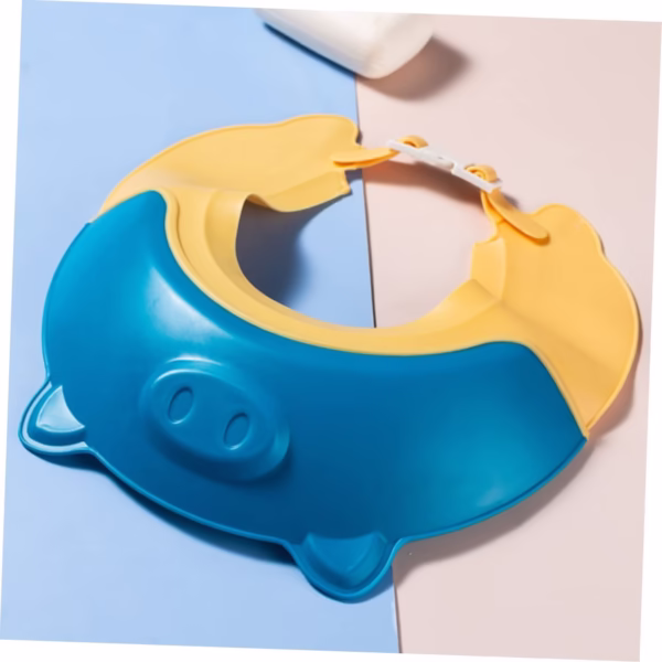 Viziera de Protectie Baie Pentru Copii, Fippy, Model Purcelus, Dimensiune ajustabila, Durabil, Usor de curatat, Impotriva Samponului, pentru Ochi si Urechi, TPE+PP, 23x23 cm, Albastru - imagine 2