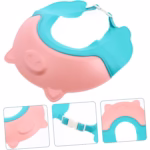 Viziera de Protectie Baie Pentru Copii, Fippy, Model Purcelus, Dimensiune ajustabila, Durabil, Usor de curatat, Impotriva Samponului, pentru Ochi si Urechi, TPE+PP, 23x23 cm, Roz - imagine 2