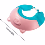 Viziera de Protectie Baie Pentru Copii, Fippy, Model Purcelus, Dimensiune ajustabila, Durabil, Usor de curatat, Impotriva Samponului, pentru Ochi si Urechi, TPE+PP, 23x23 cm, Roz - imagine 4