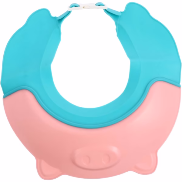 Viziera de Protectie Baie Pentru Copii, Fippy, Model Purcelus, Dimensiune ajustabila, Durabil, Usor de curatat, Impotriva Samponului, pentru Ochi si Urechi, TPE+PP, 23x23 cm, Roz - imagine 14
