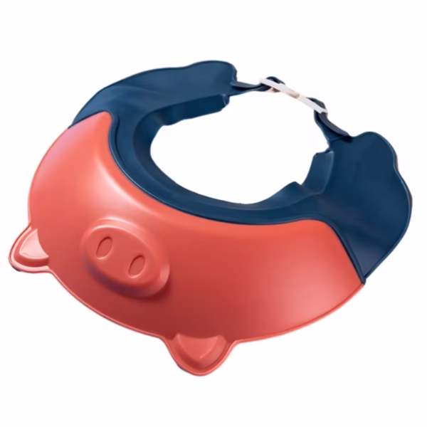 Viziera de Protectie Baie Pentru Copii, Fippy, Model Purcelus, Dimensiune ajustabila, Durabil, Usor de curatat, Impotriva Samponului, pentru Ochi si Urechi, TPE+PP, 23x23 cm, Rosu - imagine 1