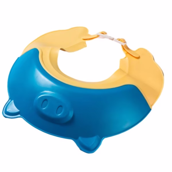 Viziera de Protectie Baie Pentru Copii, Fippy, Model Purcelus, Dimensiune ajustabila, Durabil, Usor de curatat, Impotriva Samponului, pentru Ochi si Urechi, TPE+PP, 23x23 cm, Albastru - imagine 1