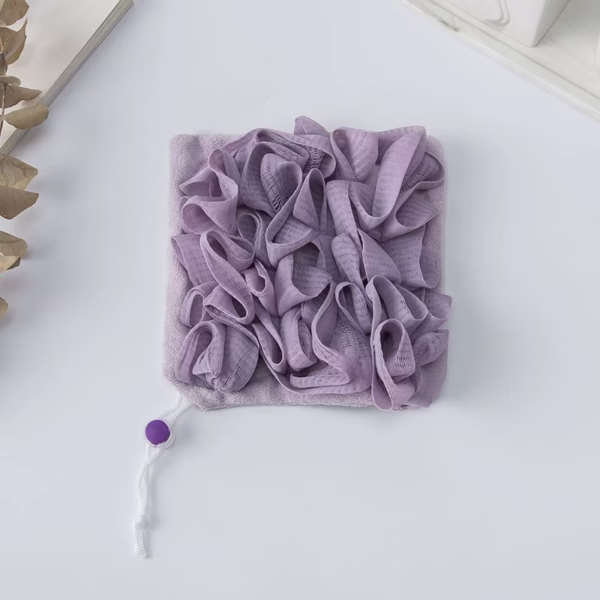 Prosop de Baie, Flippy, 2in1, cu Burete din Plasa, 17 x 17 cm, Mov - imagine 3