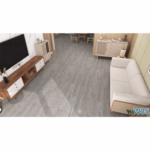 Set 36 Placi Autoadezive pentru Pardoseala, Flippy, din PVC, Impermeabil, Ignifug, Usor de Curatat, Dimensiune Placa 91.44 x 15.24 cm, Grosime 1.5 mm, Acoperire 5 m2, Model 3, Gri - imagine 4