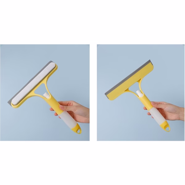 Racleta de Curatare 3 in 1, Flippy, Multifunctional, Pentru Casa si Masina, Pulverizator de Spray, Racleta din Silicon si Burete, 21.5 x 25.7 cm, Galben - imagine 6