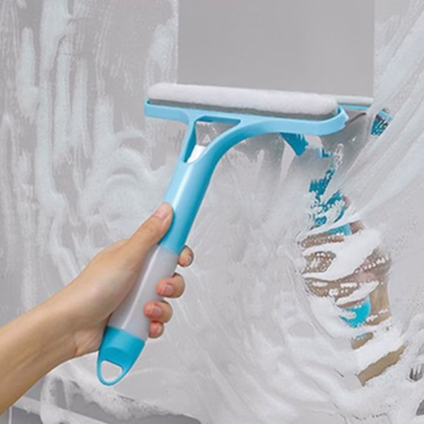 Racleta de Curatare 3 in 1, Flippy, Multifunctional, Pentru Casa si Masina, Pulverizator de Spray, Racleta din Silicon si Burete, 21.5 x 25.7 cm, Albastru - imagine 3