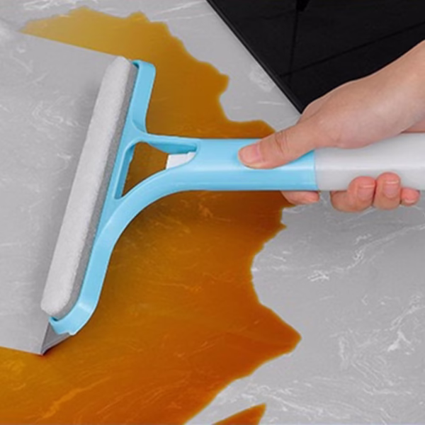 Racleta de Curatare 3 in 1, Flippy, Multifunctional, Pentru Casa si Masina, Pulverizator de Spray, Racleta din Silicon si Burete, 21.5 x 25.7 cm, Albastru - imagine 4