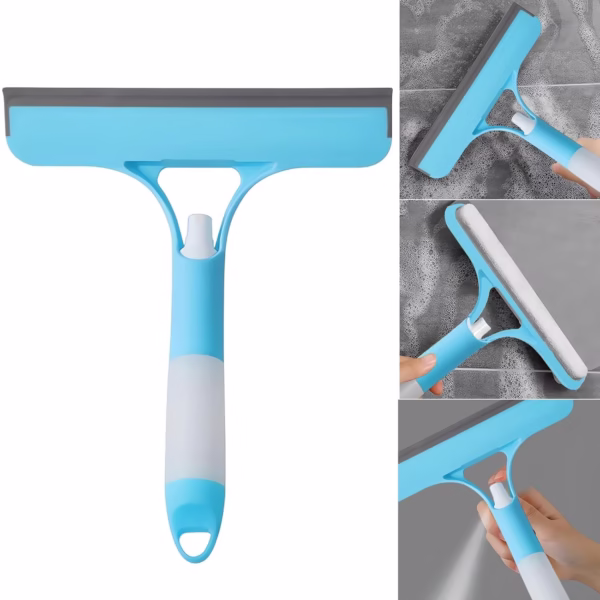 Racleta de Curatare 3 in 1, Flippy, Multifunctional, Pentru Casa si Masina, Pulverizator de Spray, Racleta din Silicon si Burete, 21.5 x 25.7 cm, Albastru - imagine 5