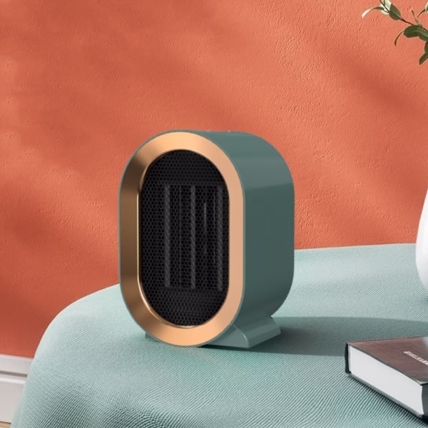 Radiator mini Incalzitor, Flippy, Element de Incalzire PTC, Putere 1200 W, Radiator cu termostat reglabil, 19.5 x 12.5 x 12.5 cm, 800 g, Verde - imagine 2
