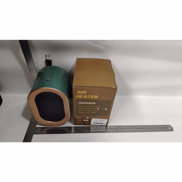 Radiator mini Incalzitor, Flippy, Element de Incalzire PTC, Putere 1200 W, Radiator cu termostat reglabil, 19.5 x 12.5 x 12.5 cm, 800 g, Verde - imagine 3
