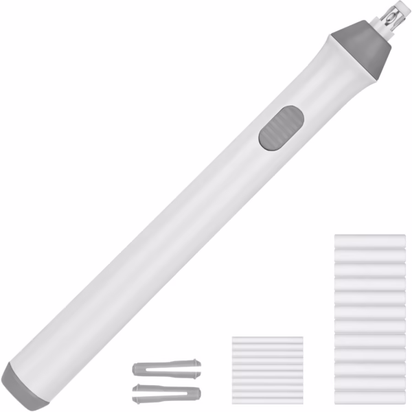 Radiera Electrica, Flippy, pentru Schite si Arta, Grosime Varf 3 mm/5 mm, Baterii 2 x AA (neincluse), din ABS, Alb - imagine 1