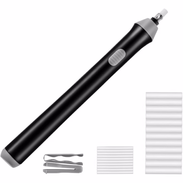 Radiera Electrica, Flippy, pentru Schite si Arta, Grosime Varf 3 mm/5 mm, Baterii 2 x AA (neincluse), din ABS, Negru - imagine 1
