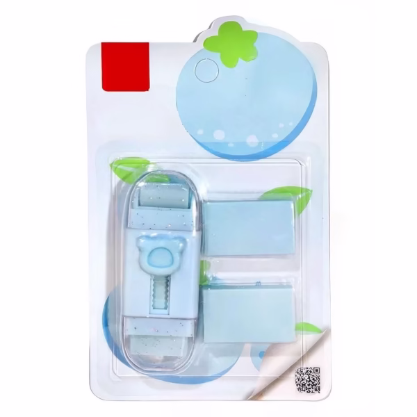 Radiera Retractabila, Flippy, Model Ursulet, Reglare Push-Pull, Radiera de tip Push, Doua Radiere de Rezerva in set din Cauciuc, Albastru deschis - imagine 1