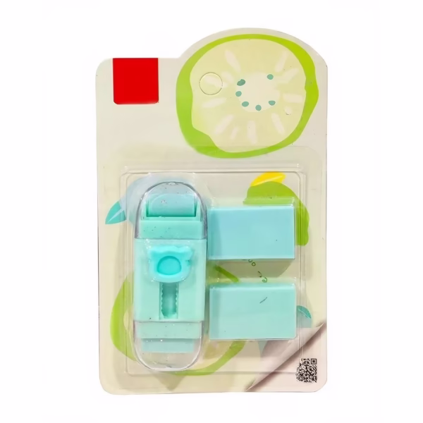 Radiera Retractabila, Flippy, Model Ursulet, Reglare Push-Pull, Radiera de tip Push, Doua Radiere de Rezerva in set din Cauciuc, Verde deschis - imagine 1