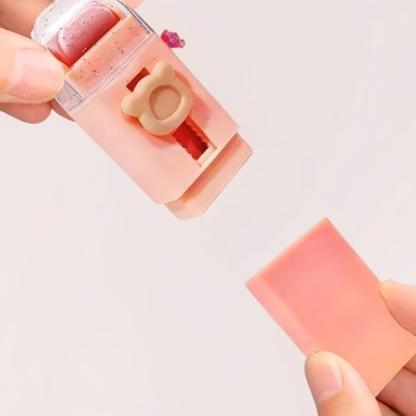 Radiera Retractabila, Flippy, Model Ursulet, Reglare Push-Pull, Radiera de tip Push, Doua Radiere de Rezerva in set din Cauciuc, Roz deschis - imagine 2