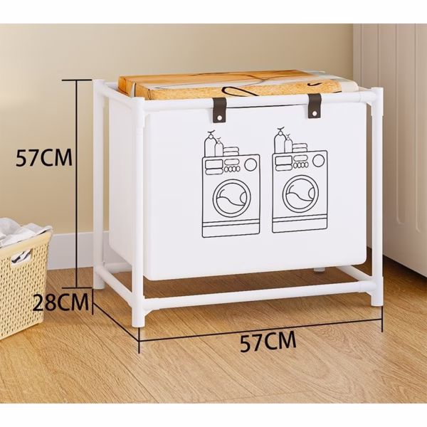 Cos de Rufe, Flippy, 1 Cos, Cadru de Otel Inoxidabil, 97 x 44 x 57 cm, Alb - imagine 3