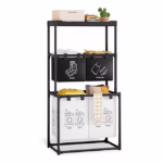 Cos de Rufe, Flippy, 3 Rafturi, 4 Cosuri, Cadru de Otel Inoxidabil, 123x44x57 cm, Negru