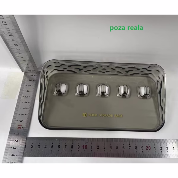 Raft de Depozitare cu Carlig, Flippy, Pentru Chei, Bijuterii, 20.3 x 4.6 x 10.3 cm, Gri - imagine 2