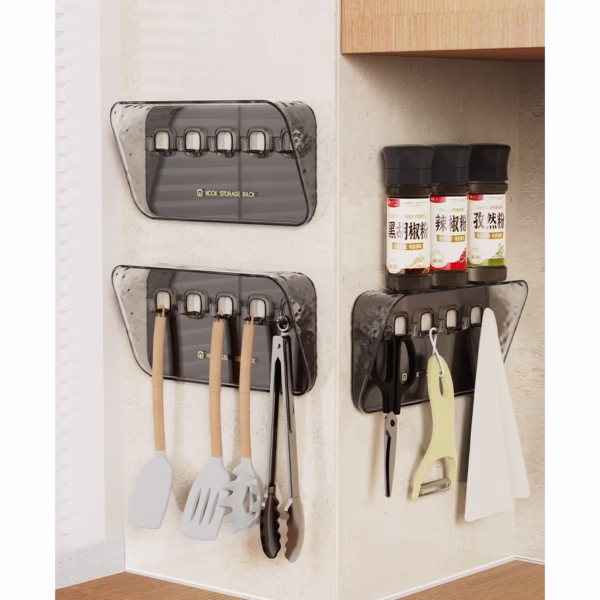 Raft de Depozitare cu Carlig, Flippy, Pentru Chei, Bijuterii, 20.3 x 4.6 x 10.3 cm, Gri - imagine 4