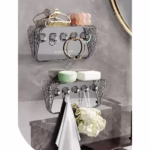 Raft de Depozitare cu Carlig, Flippy, Pentru Chei, Bijuterii, 20.3 x 4.6 x 10.3 cm, Gri - imagine 5