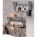 Raft de Depozitare cu Carlig, Flippy, Pentru Chei, Bijuterii, 20.3 x 4.6 x 10.3 cm, Gri - imagine 6