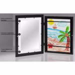 Rama Foto Flippy, din Lemn, cu Spatiu Pentru Depozitare, Pentru Desene si Picturi A4, Sticla Securizata, Rama MDF, Negru - imagine 4