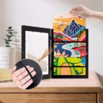 Rama Foto Flippy, din Lemn, cu Spatiu Pentru Depozitare, Pentru Desene si Picturi A4, Sticla Securizata, Rama MDF, Negru - imagine 5